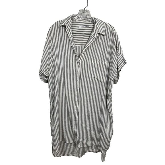 Faithfull the Brand Dresses & Skirts - Faithfull The Brand Womens M White Black Striped Rayon Button Up Shirt‎ Dress